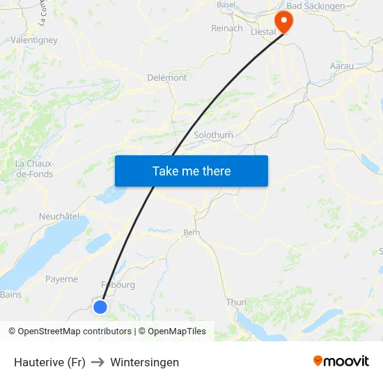 Hauterive (Fr) to Wintersingen map