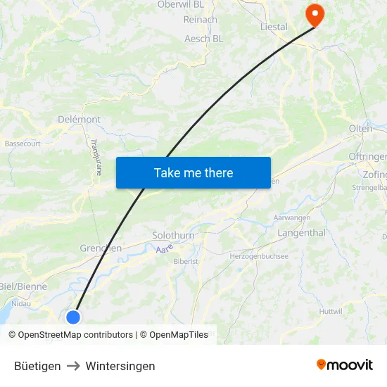 Büetigen to Wintersingen map