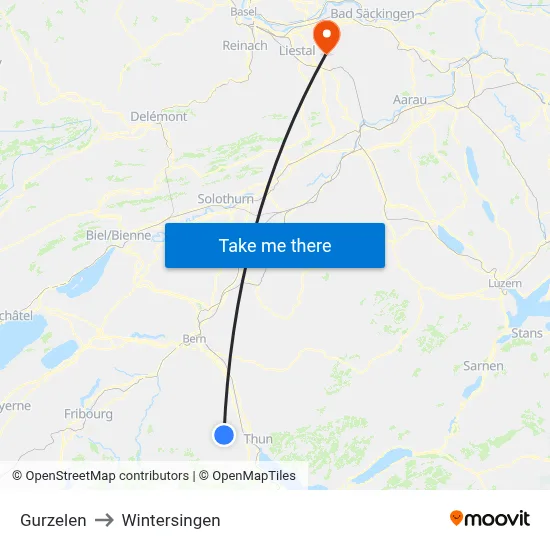 Gurzelen to Wintersingen map