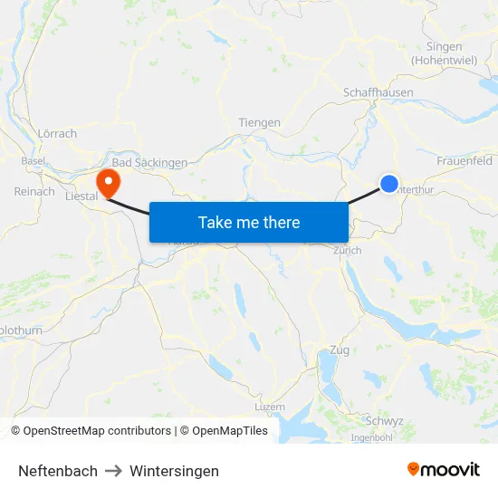 Neftenbach to Wintersingen map