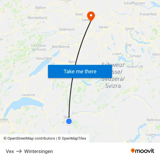 Vex to Wintersingen map