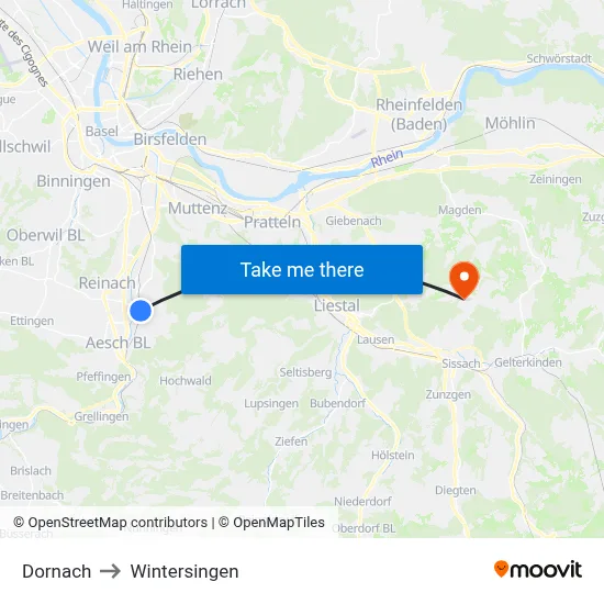 Dornach to Wintersingen map
