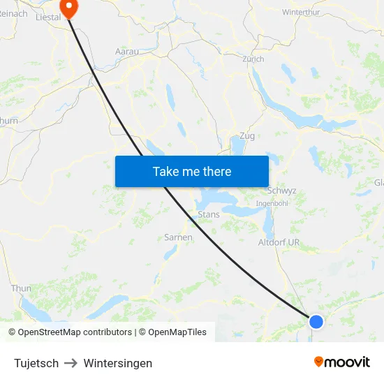 Tujetsch to Wintersingen map
