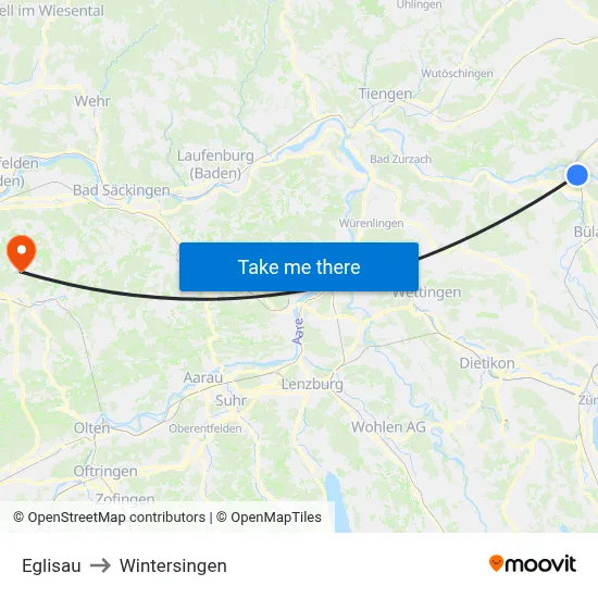 Eglisau to Wintersingen map