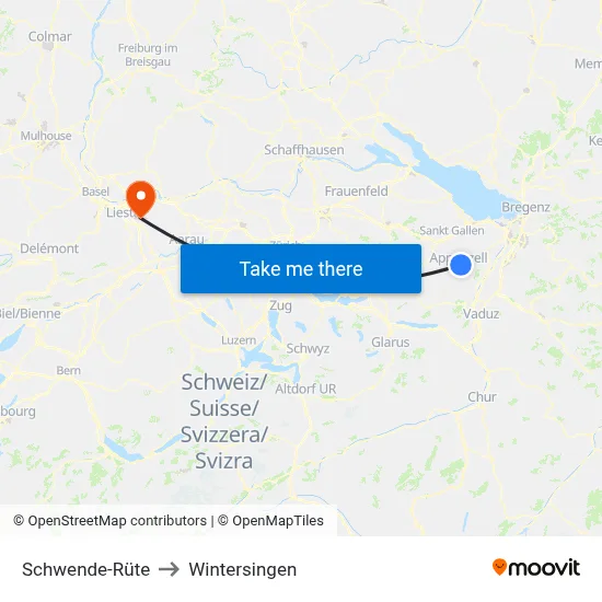 Schwende-Rüte to Wintersingen map