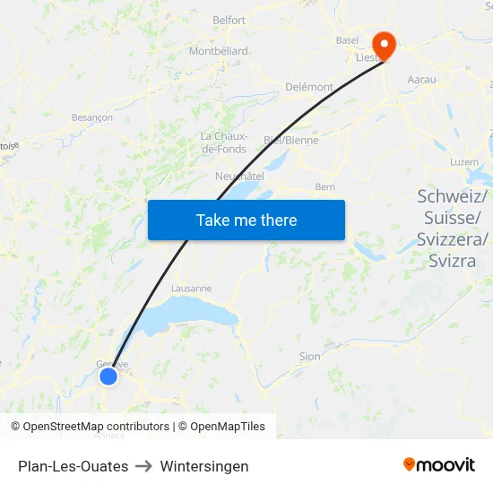 Plan-Les-Ouates to Wintersingen map