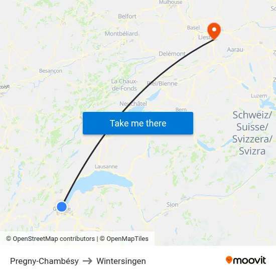 Pregny-Chambésy to Wintersingen map