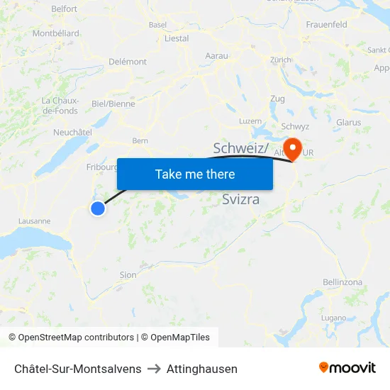 Châtel-Sur-Montsalvens to Attinghausen map