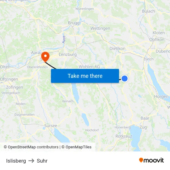 Islisberg to Suhr map