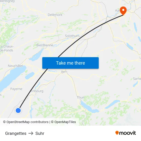 Grangettes to Suhr map
