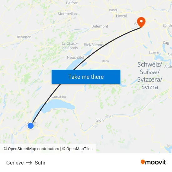 Genève to Suhr map