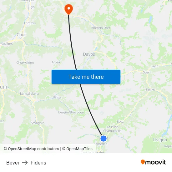 Bever to Fideris map