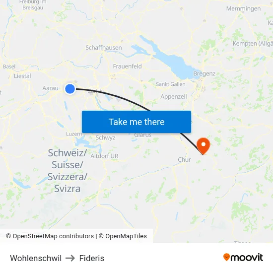 Wohlenschwil to Fideris map