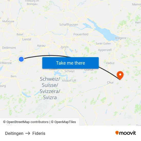 Deitingen to Fideris map