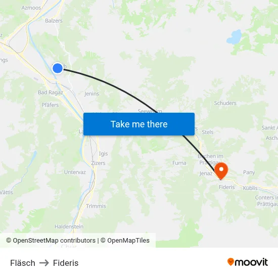 Fläsch to Fideris map