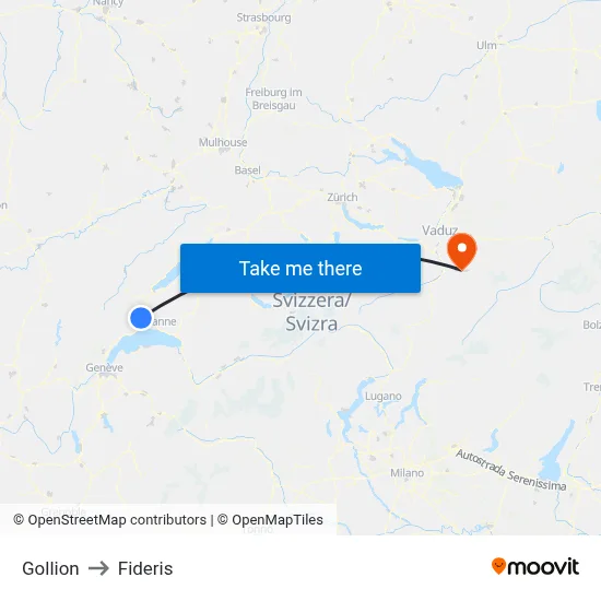 Gollion to Fideris map