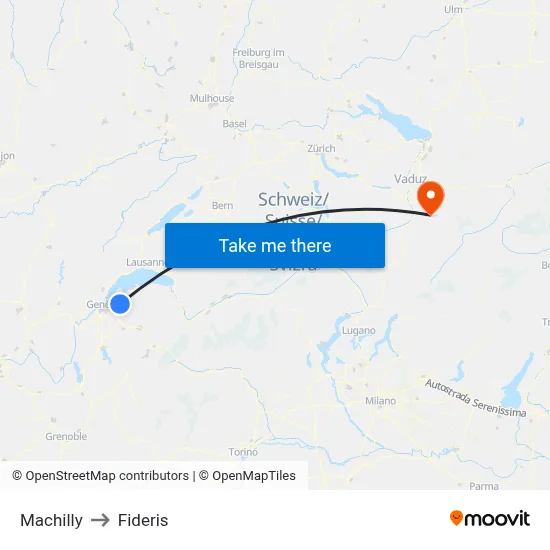 Machilly to Fideris map