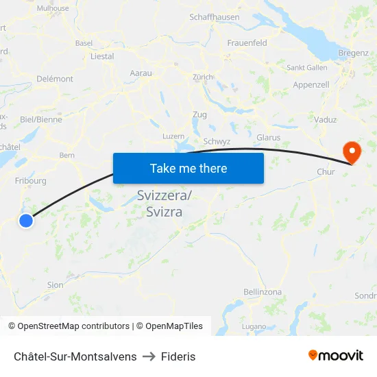 Châtel-Sur-Montsalvens to Fideris map