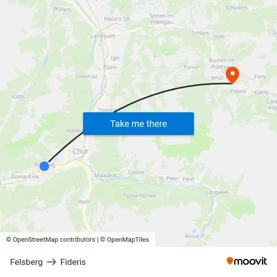 Felsberg to Fideris map
