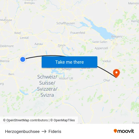 Herzogenbuchsee to Fideris map