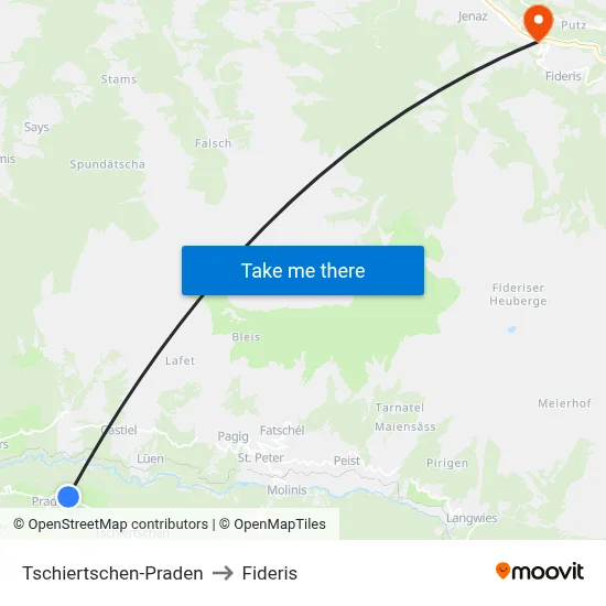 Tschiertschen-Praden to Fideris map