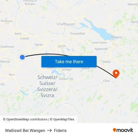Walliswil Bei Wangen to Fideris map