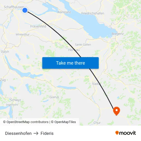 Diessenhofen to Fideris map