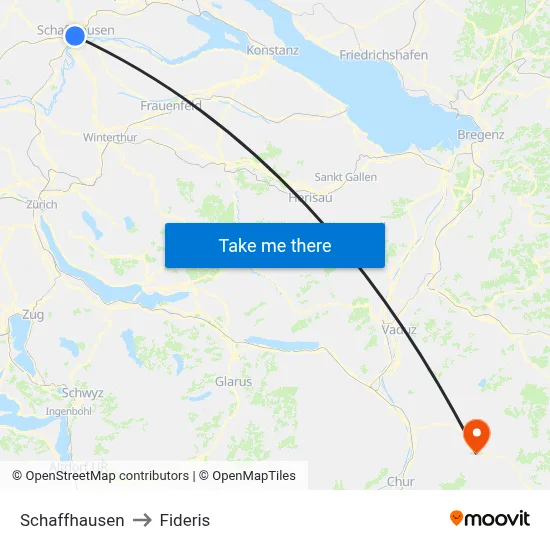 Schaffhausen to Fideris map