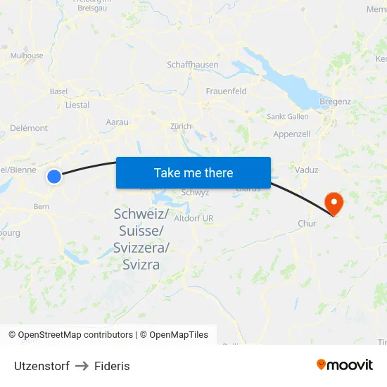 Utzenstorf to Fideris map
