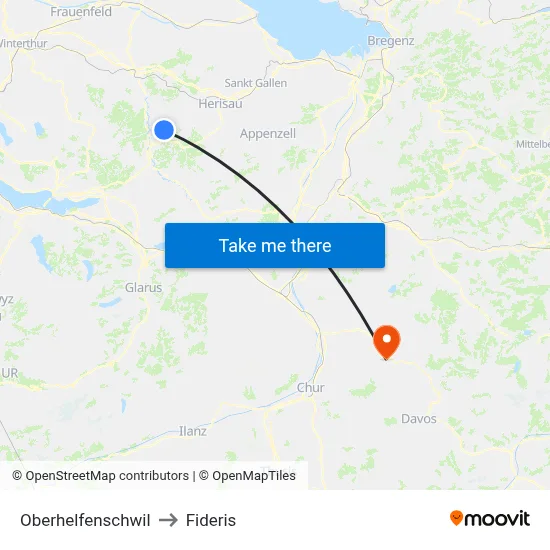 Oberhelfenschwil to Fideris map