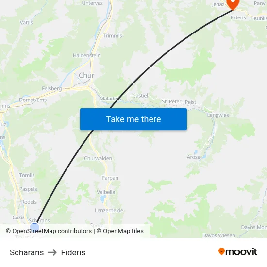 Scharans to Fideris map
