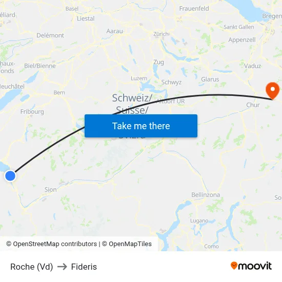 Roche (Vd) to Fideris map