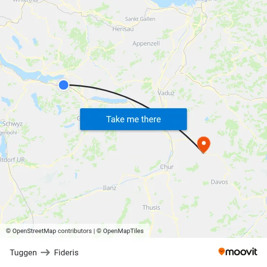 Tuggen to Fideris map