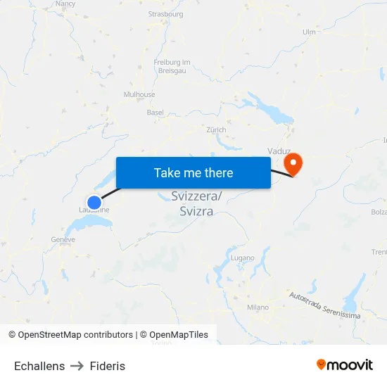 Echallens to Fideris map