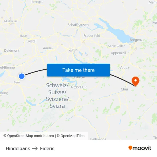 Hindelbank to Fideris map