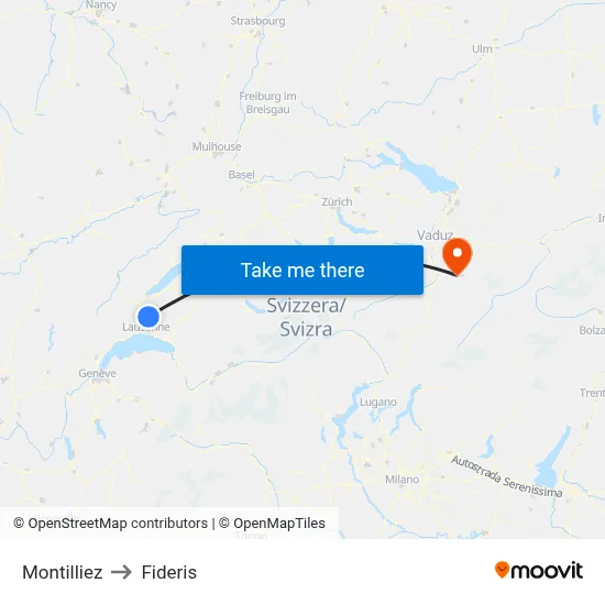 Montilliez to Fideris map