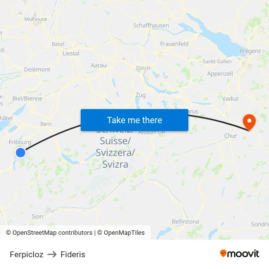 Ferpicloz to Fideris map