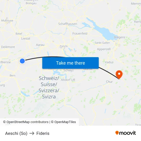 Aeschi (So) to Fideris map