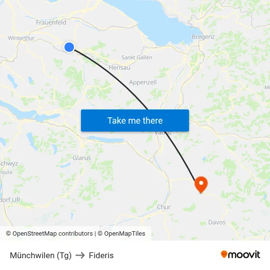 Münchwilen (Tg) to Fideris map