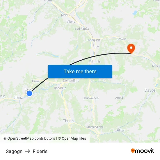 Sagogn to Fideris map