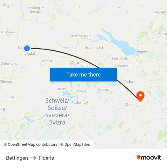 Bettingen to Fideris map