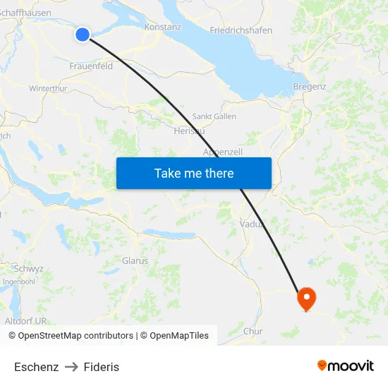 Eschenz to Fideris map