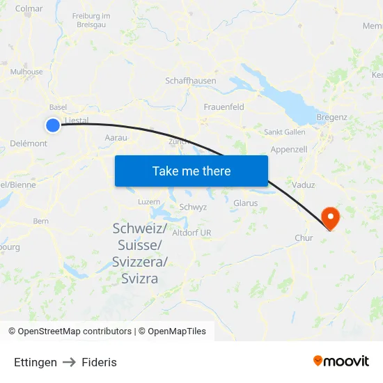 Ettingen to Fideris map
