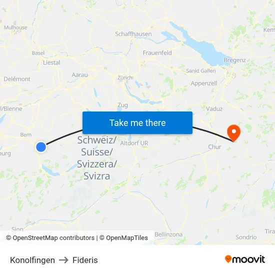 Konolfingen to Fideris map