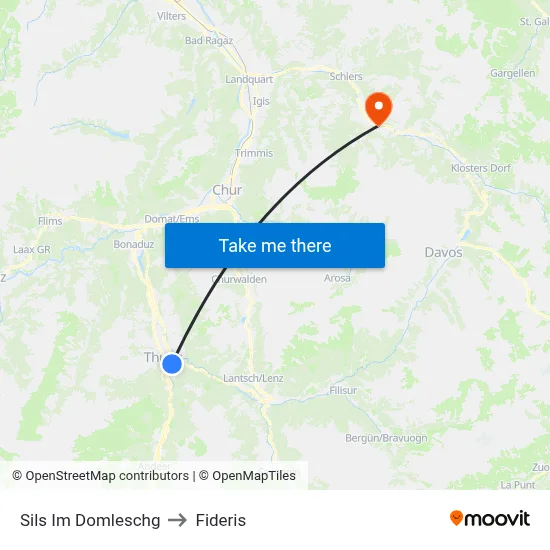Sils Im Domleschg to Fideris map