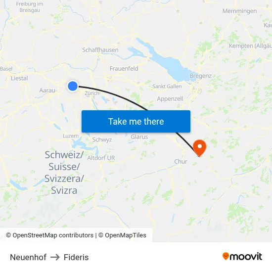 Neuenhof to Fideris map