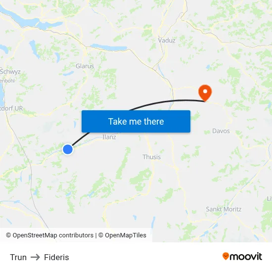 Trun to Fideris map