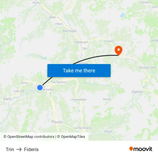 Trin to Fideris map