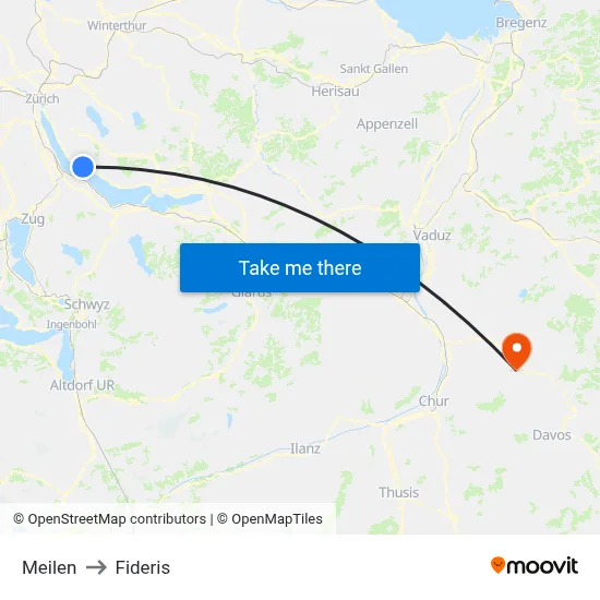 Meilen to Fideris map