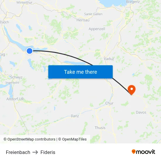 Freienbach to Fideris map